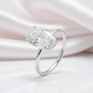 18k White Gold Oval Cut 7.0 Ct Diamond Option Halo Engagement Ring