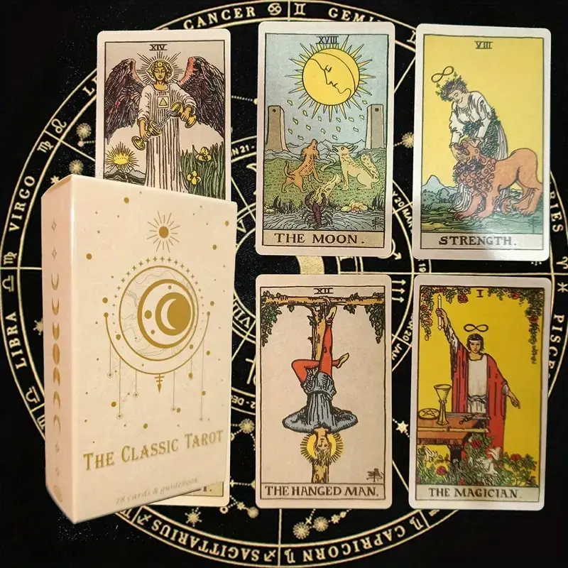 78pcs Classic Tarot Card Set with Guidebook, Durable Portable Fortune-Telling Game, Ideal Gift for Christmas, Halloween & Thanksgiving, Beginner-Friendly Design Divination Cards