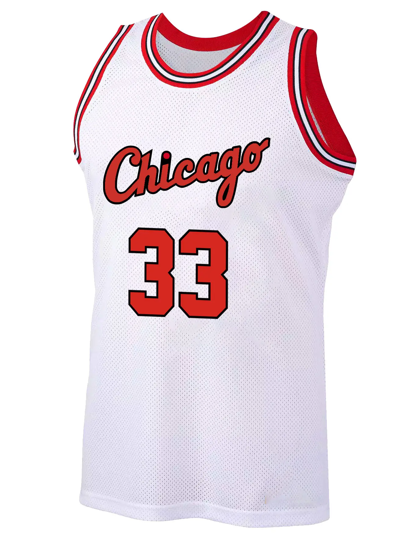 Men's 33 White Embroidered Basketball Lightweight Jersey, Casual Short Sleeve Vest, Summer Fitted Long Clothing, Figure Pattern H Type Design, Workout Embroidery Sportswear, Sportswear Top