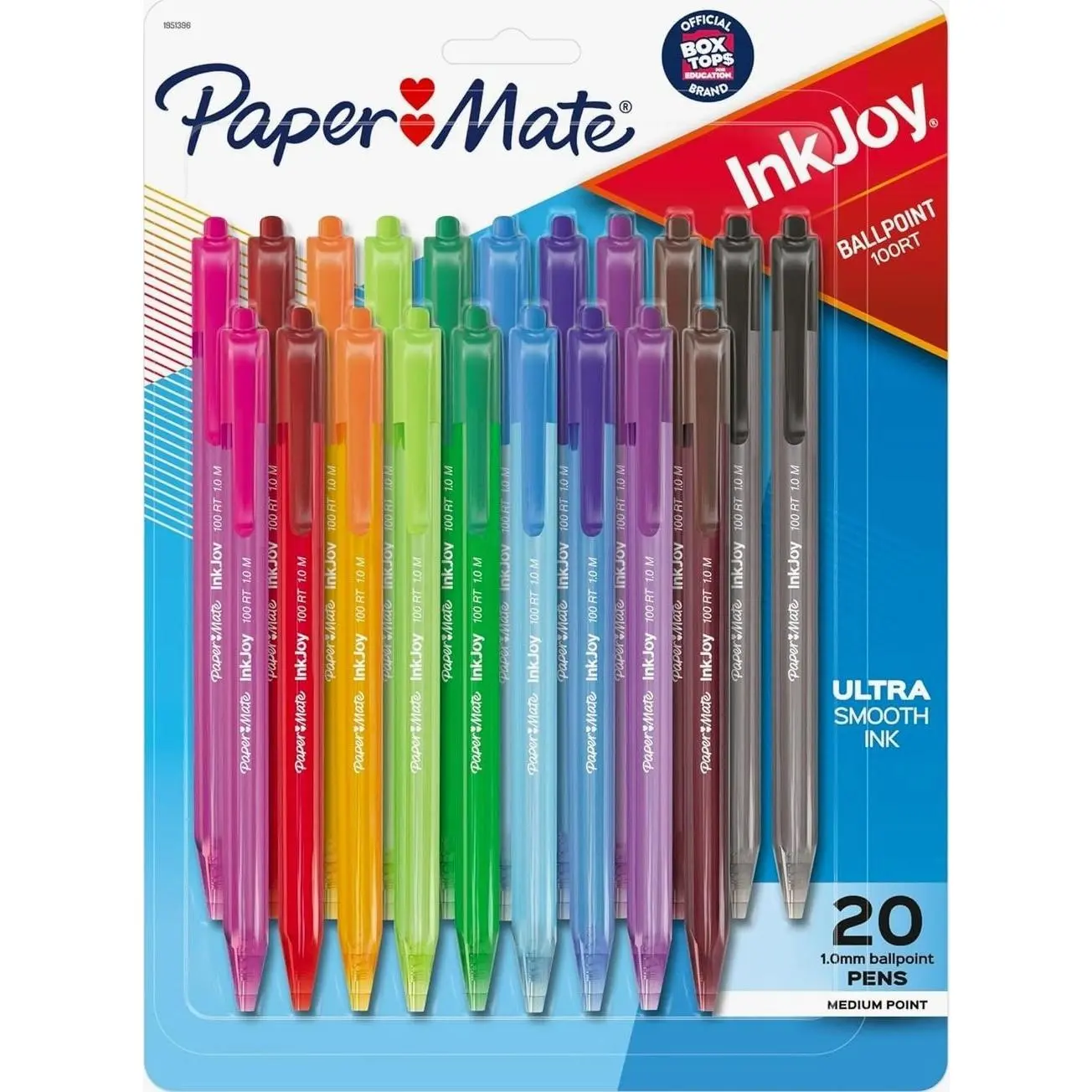 Paper Mate InkJoy 100RT Retractable Ballpoint Pens, Medium Point (1.0mm), 20 Count - Teacher Essentials, Colorful Office Supplies, Note-Taking, Back to School