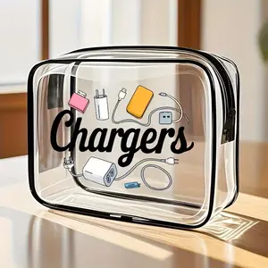 Transparent Makeup Bag for Men and Women, Casual Handbag, Travel Airport Luggage Accessory, Zipper Closure, Portable Storage Pouch, Cosmetic Pouch