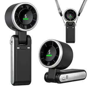 Foldable Handheld Fan, Portable High Speed Rechargeable 10000mAh Mini Turbo Fan, Digital Display, 5 Speed Adjustable Personal Small Pocket, Gifts for Women Men Travel Camp Outdoor Office