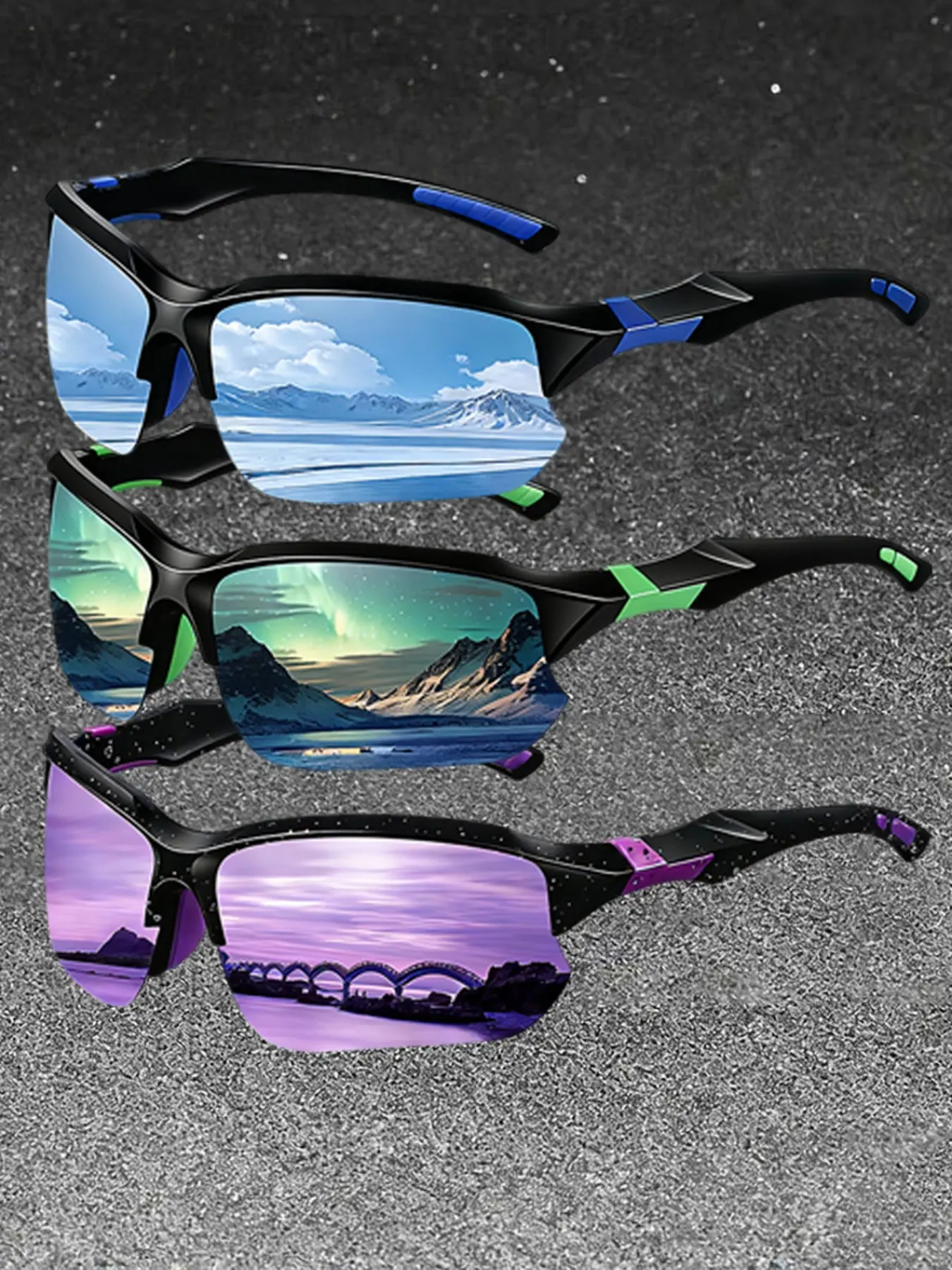 3pcs fashion color blocking half frame glasses,suitable for both men and women,provide multiple color options,polycarbonate frame is lightweight and durable,fashionable glasses for summer beach travel,suitable for daily outdoor wear