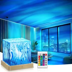 Northern Lights Projector,16 Colors Luminorthe Cube Lamp with Dynamic Wave Effect, Glow Lamp Ambient Lighting with Remote for Bed Room Classroom Decor