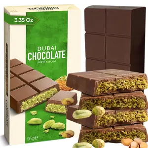 Dubai Chocolate Bar Pistachio 3.35oz (95g), Premium Mini Dubai Chocolate Bar with Pistachio Cream and Kataifi, Viral Candy with Shredded Phyllo Dough, Knafeh