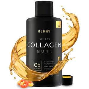 TERRA ELMNT Liquid Collagen | Peach Flavor for Daily Use | Liquid Shot with Multi Collagen, Biotin, Hyaluronic Acid, Vitamin C & Apple Cider Vinegar