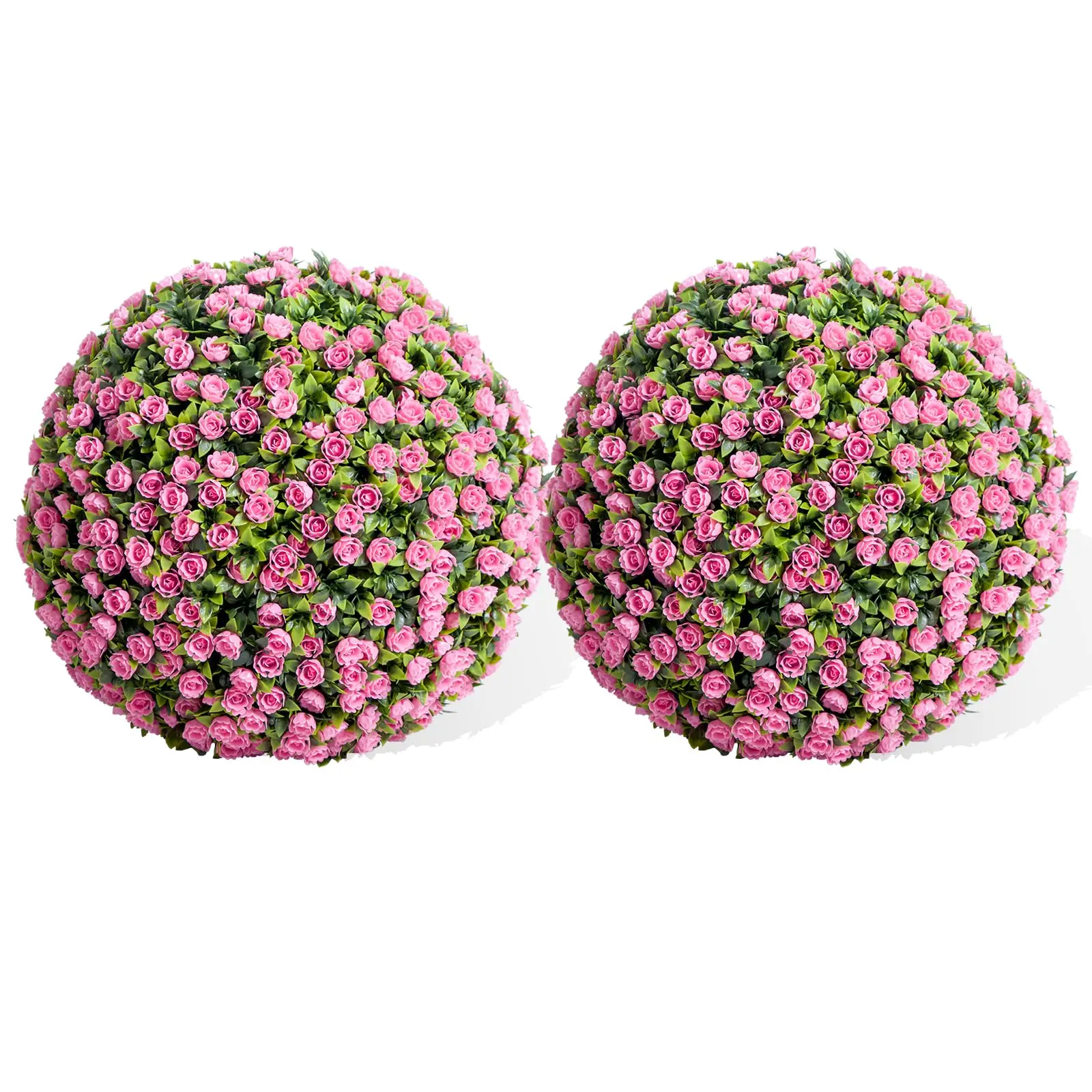 Garvee Set of 2 Artificial Topiary Balls in Various Sizes (38-55 cm) and Colors (Pink, Red, Yellow, White), UV-Resistant and Weatherproof, Ideal for Indoor and Outdoor Home, Garden, Patio, Wedding Decoration