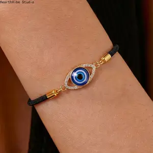 1pc of Women'S Fashion Bracelet Evil Eye Alloy Dripping Oil Bracelet Turkish Pull Adjustable Bracelet Suitable for Easter Graduation Season Mother'S Day Best Gift