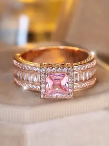 Luxury Engagement Rings Geometric Design - Synthetic Zirconia Stackable Rings for Women & Girls Holiday Party, Perfect for Wedding Jewelry, Daily Wear Anniversary Gift