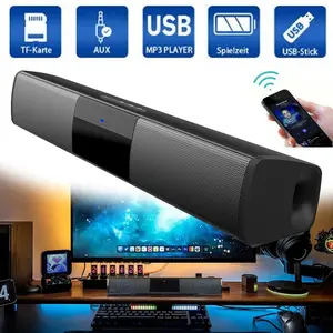 Home Theater Surround Sound Bar Speaker System Wireless Bluetooth Subwoofer 2 x 5W Stereo Speaker with IPX4 Water-Resistant Design and 2000mAh Battery