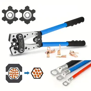 Cable Lug Crimping Tool, Multifunctional Wire Terminal Crimping Tool with Adjustable Jaw, Suitable for Various Cable Sizes