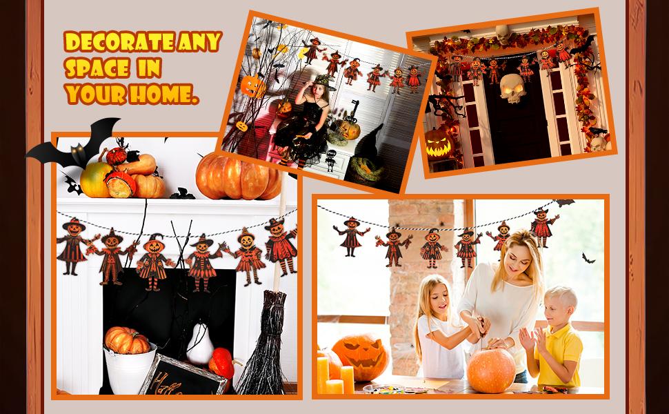 6PCS 5.9Inch Halloween Vintage Wooden Garland Set - Spooky Tall Pumpkin Hanging Decorations, Decorative Banner, Photo Backdrops for Halloween Party Wall Decor 6PCS 5.9Inch Halloween Vintage Wooden Garland Set - Spooky Tall Pumpkin Hanging Decorations, Decorative Banner, Photo Backdrops for Halloween Party Wall Decor