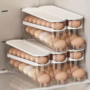 [Automatic Egg Storage] 12-14 Eggs Automatic Double-layer Sliding Egg Storage Box - Flip Design Fresh Egg Storage Device - A Must-have Egg Storage Solution for The Kitchen and A Space-saving Egg Rack for The Refrigerator