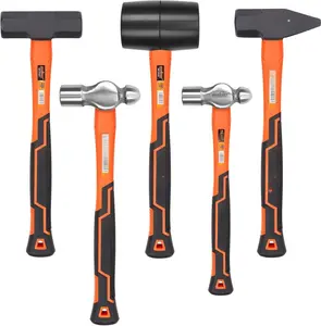 5- Hammer Set, 16oz and 32oz Ball Pein Hammers, 32oz Rubber Mallet, 3lb Sledge, 3lb Cross Peen Hammer