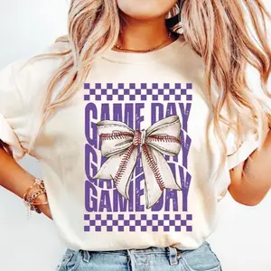 Game Day BASEBALL Shirt, Coquette Bow, Team Mascot Tshirt,  Baseball Mama Mom Gift