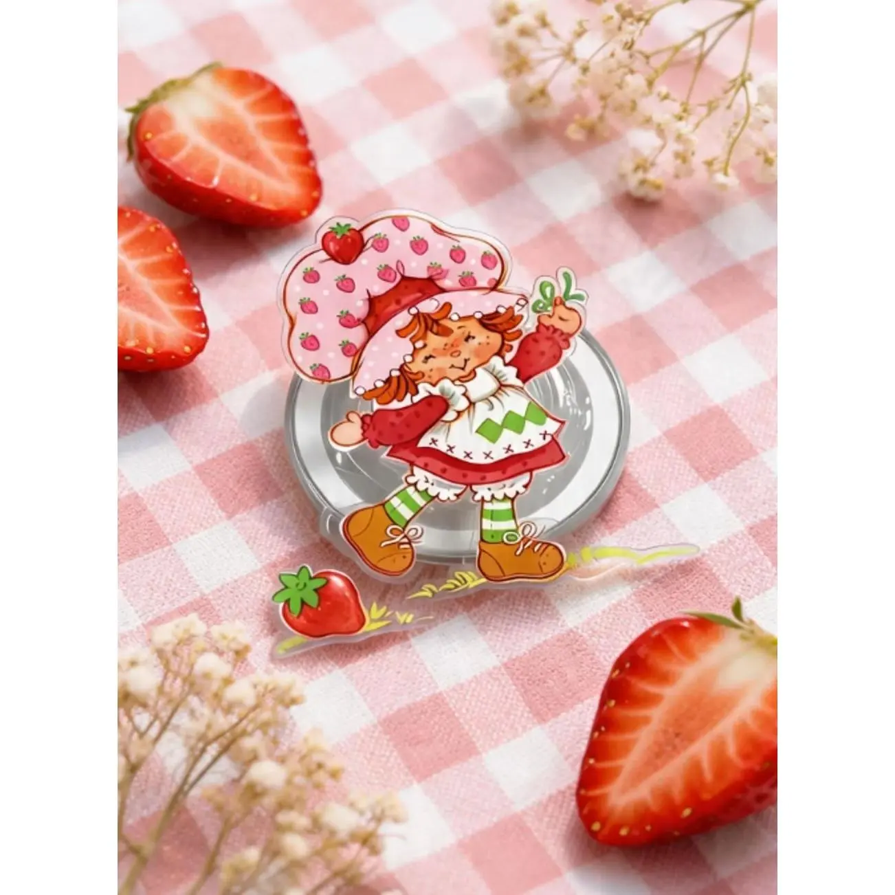 Cute Strawberry Girl Phone Grip Kawaii Berry Phone Holder Pink Cottagecore Accessory