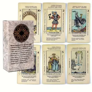 Beginner's Tarot Card Set, Tarot Card Decks, 78pcs Cardstock Classic Tarot Cards with Keywords, Interactive Fortune Telling Board Game for Insight & Guidance, Perfect Birthday & Celebrations Gift