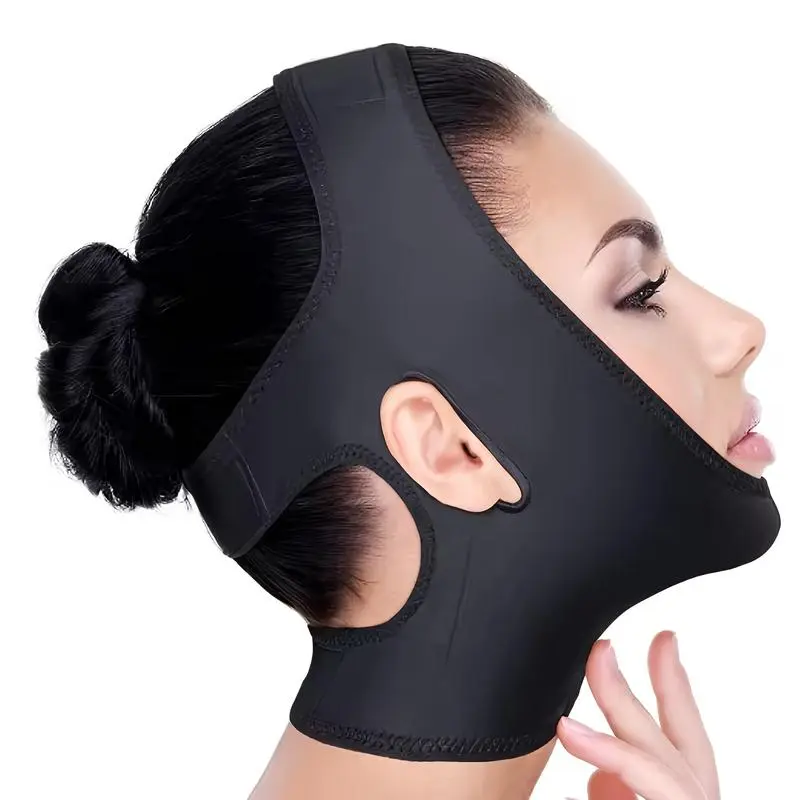 V-Line Facial Contouring Strap - Viral Chin Lift Slimming Band, Breathable Invisible Stitches, Unscented Shaping Mask