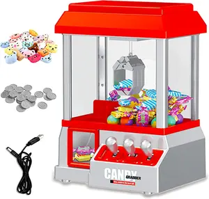Classic Claw Machine Arcade Grabber, Plushies Gift Candy Prize Figures Capsules Dispenser, Adjustable Game Music Token Slot Play, Battery USB Power Treats Crane, Kids Boys Girls Vending Toy
