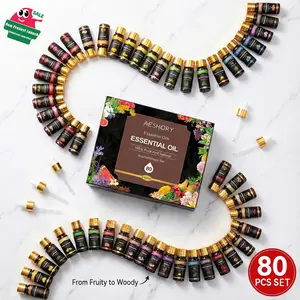 AESHORY 80 Pack Essential Oils Set - 80 Scents Including Fruity Floral Woody Spicy Bakery for Diffuser DIY Projects with Glass Droppers