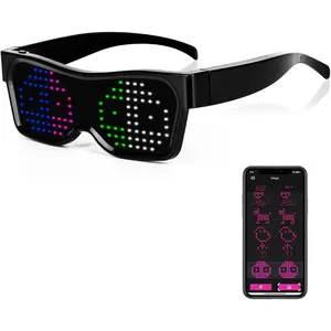 Gelrova Customizable LED Glasses with App Control DIY Graffiti Fixed Multi-Color Display Equalizer USB Rechargeable Comfortable Fit for Parties Cosplay Festivals Masks
