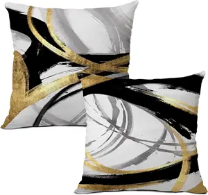 Black White and  Pillow Covers, 18 x 18 Inch Set of 2, Abstract Black and  Pillow Covers, Modern Boho  Decor, Decorative Throw Pillows for Couch Living Room Bedroom