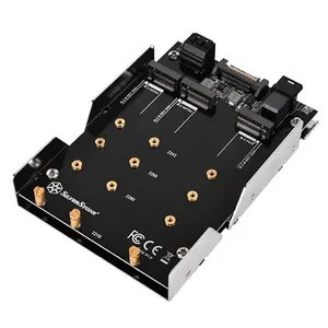 SilverStone Technologies SDP12 3.5 in. Device Bay to Two M.2 SATA & One M.2 NVMe SSD Adapter with 2x SATA Cable, Black
