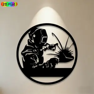 1pc Welder Metal Wall Art,Welder Statue Mural, Ideal Gift for New Year, Christmas, Welder Enthusiasts, Rust-Resistant Metal Wall Decor Wall Sculptures, Perfect for Garage Wall & Workshop Fence, Unique Industrial Decor