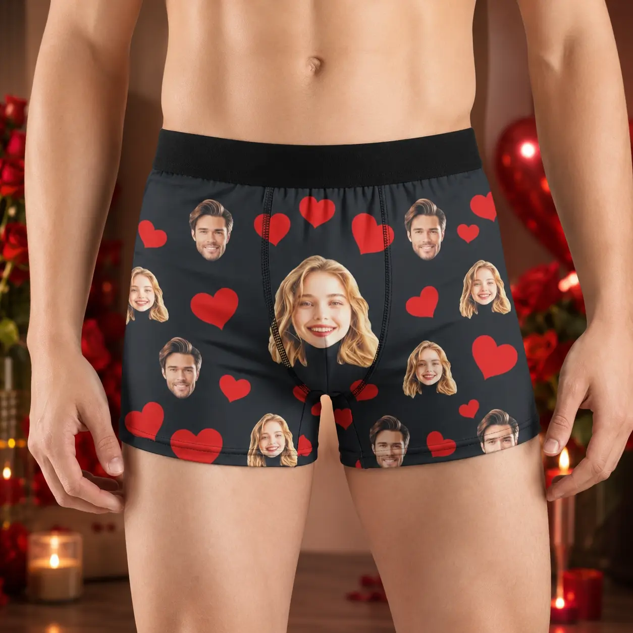 Custom Photo Boxer Briefs for Men Personalized Face Underwear with Your Picture, Funny Couple Gift, Unique Birthday Anniversary Gift for Boyfriend Husband (Send Photo to Customize)
