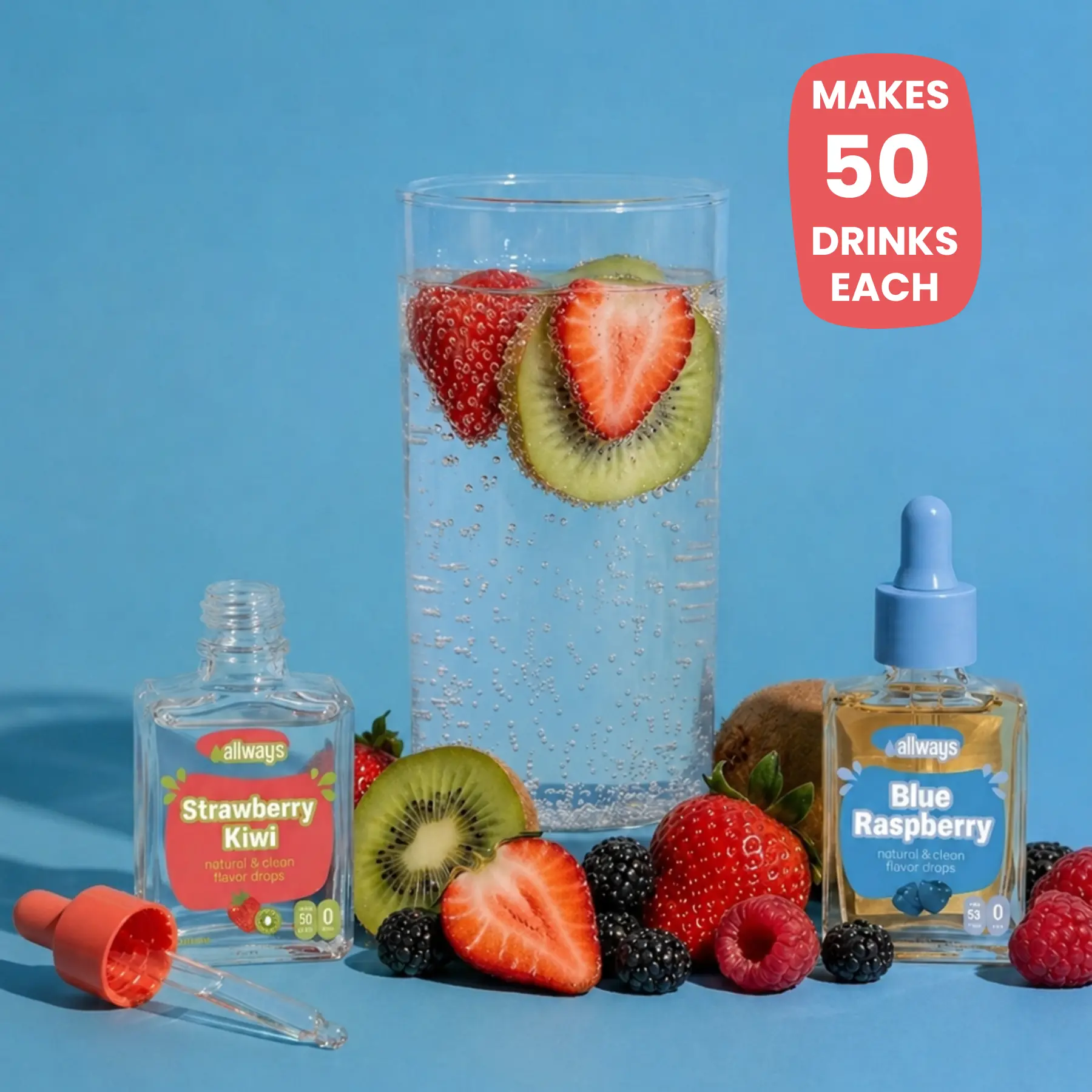 Allways Insider Club - 2 (1 oz) Exclusive Flavors, Natural Water Flavor Drops, Makes 50 (8 oz) Drinks Each, Sugar Free, Dye Free, Sweetened with Monk Fruit, No Artificial Flavor or Sweetener, 2 Drops for Only $16.99