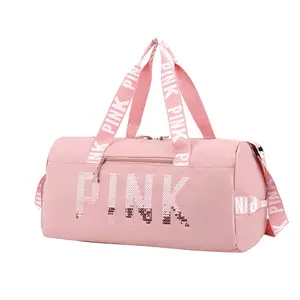 PINK Power Gym Bag - Wet-Dry Shoe Compartment & Sparkle Accent, Statement Shoulder Bag for Bold Fitness & Travel manny  pacquiao  speed  bag mayweather