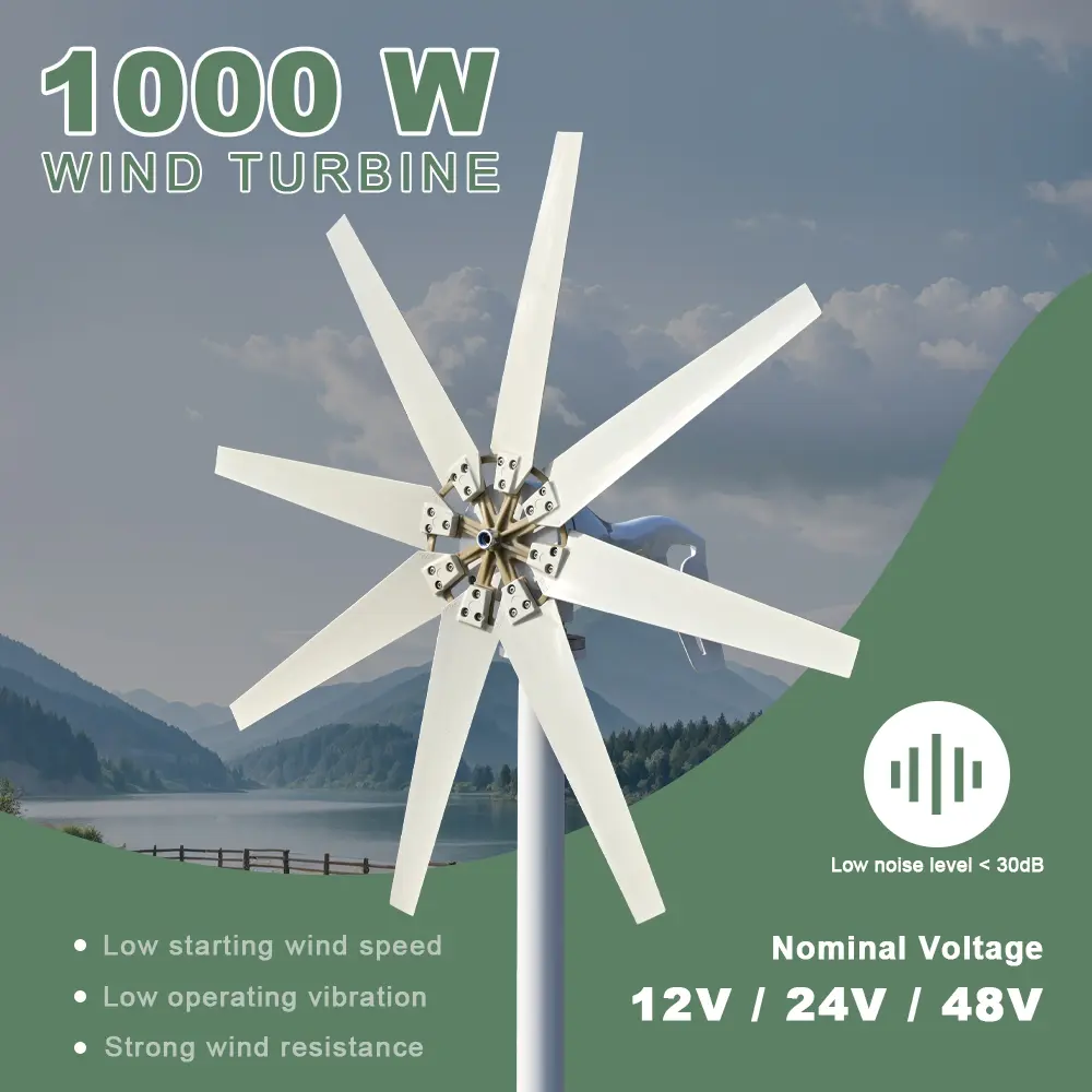 SMARAAD 1000W Permanent Magnet Wind Turbine Generator - 12V/24V/48V with Intelligent Microprocessor MPPT Controller, Low Starting Wind Speed, High-Strength Fiber Reinforced PA66 Nylon Blades, Dustproof Waterproof DC Power Supply for Home, Camping, Permane