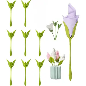 Rose Flower Napkin Rings 8 Pack| Easy Napkin Rose Maker for Table Decor(Colored square cloths are not included)