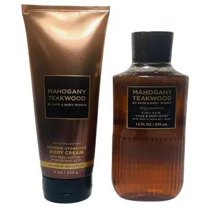 FLASH SALE - Bath & Body Works Mahogany Teakwood Men's 3-in-1 Hair, Face & Body Wash and Body Cream 2 Piece Set