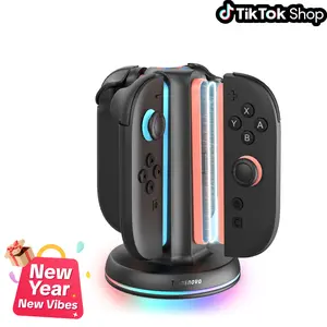 [Holiday Haul] Transnovo Charging Station Compatible with New Switch 2 Controllers – 4-in-1 Magnetic Fast Charger, 9 RGB LED Indicator, Compact & Safe Charging Station Type-C Cable included, back to School