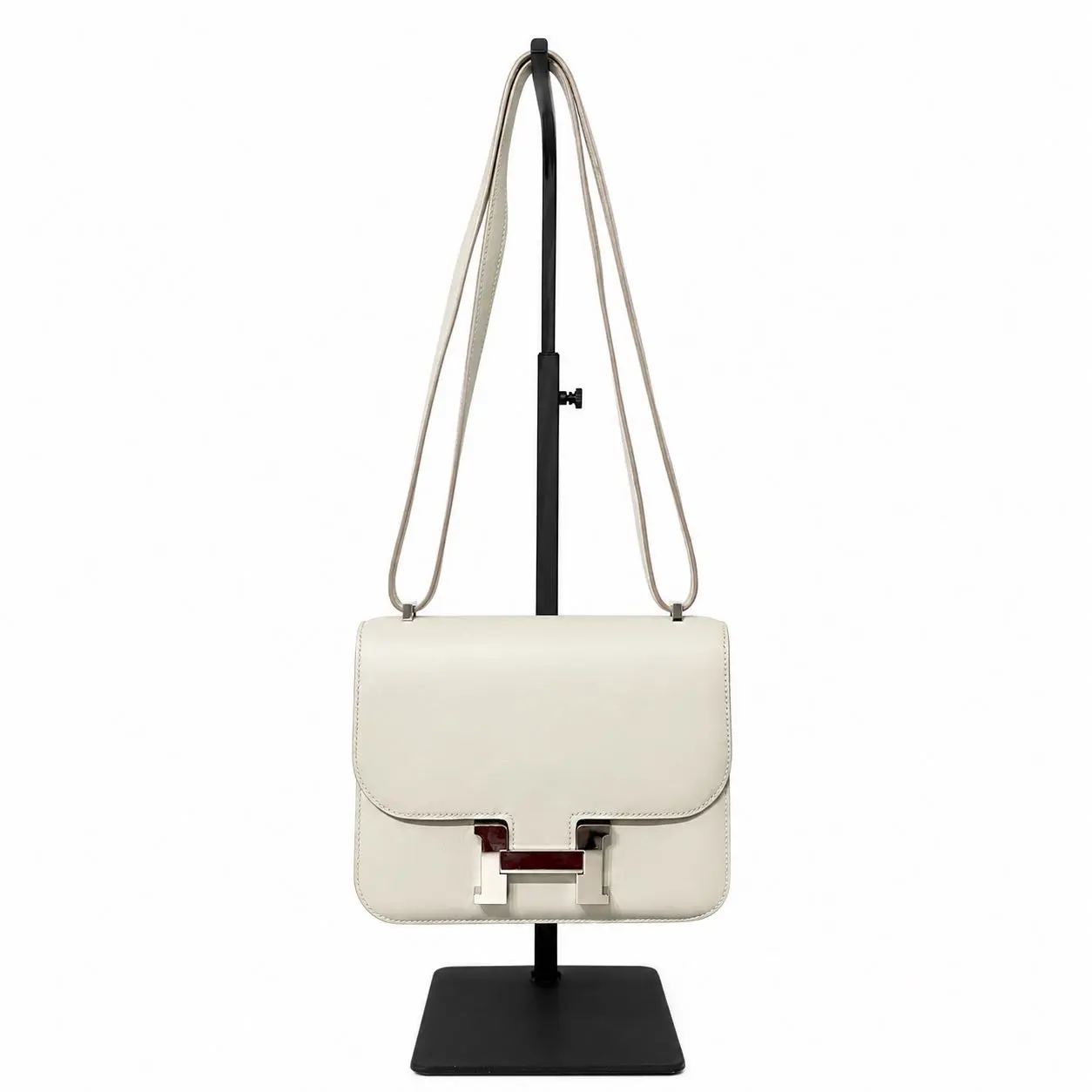 Pre-owned HERMÈS Leather Crossbody Bags CALUXB Hermes Constance 18 Gris Perle Swift PHW Stamp Y