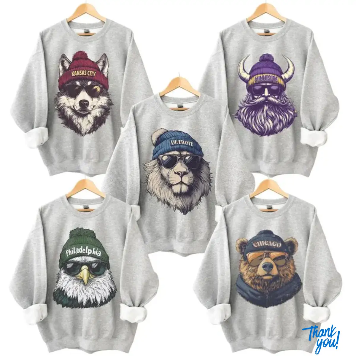 All 32 Teams Spirit Animal Football Crewneck Sweatshirt, Retro City Football Graphic Pullover, Game Day Fan Gift, Unisex Sports Apparel, Hometown Casual Fall Winter Sweatshirt, Top Menswear Streetwear Casual