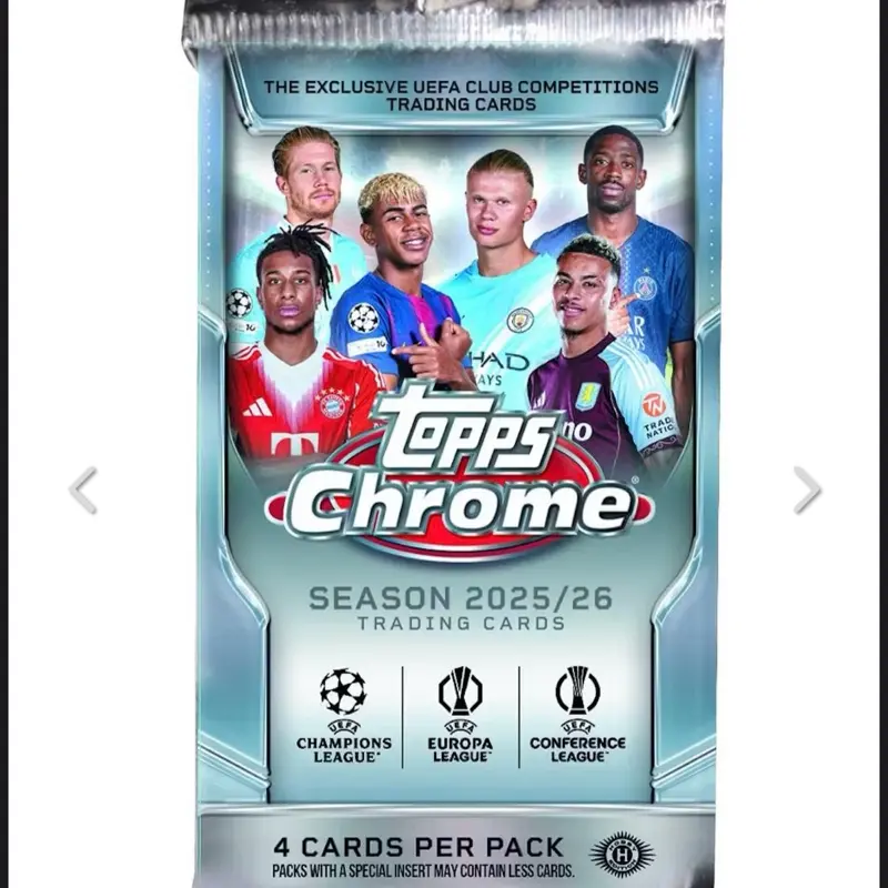 2025/26 Topps Chrome UEFA Club Competitions Soccer Hobby Box Pack