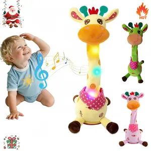 Dancing Giraffe Toy Stuffed Plush, Cute Interactive Talking Giraffe Gift for Girls Boys Kids, Musical Baby Toys Singing Children's Song Repeats What You Say