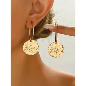Geometric Round Hammered Earrings, Cute Simple Design, Perfect Gift for Mother's Day, Graduation, Teacher Appreciation, Trendy Jewelry, Fashion Jewelry Accessories