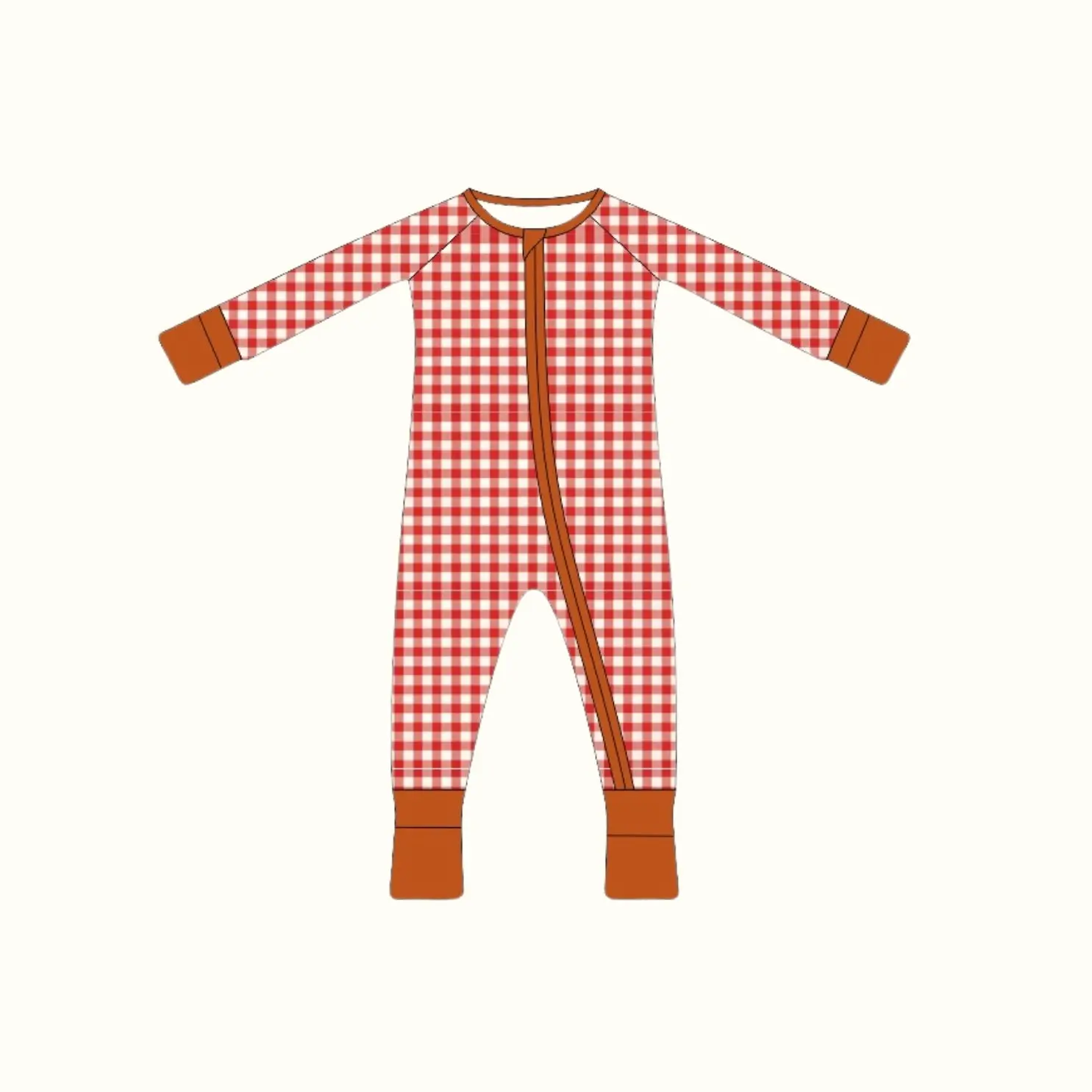 Red Gingham Bamboo Baby Sleeper