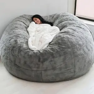 Beanbag cover without filling (filling not included), oversized round shape with soft, plush feel. Arctic fleece washable beanbag for adults lounger cover, adult size, suitable for living room, bedroom furniture and outdoor settings.