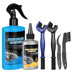 Bike Chain Cleaner Set  Cleaners Bicycle Cleaning Kit 100ml Lube And 300ml Spray Biodegradable With Brushes Cycling Maintenance Suitable For All Types Of