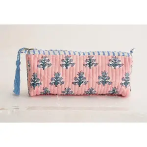 Block Print Quilted Makeup Bag
