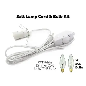 UL Listed Lamp Cord w/ Dimmer Switch 6FT White Cord w/ 2x 25W Bulbs Kit