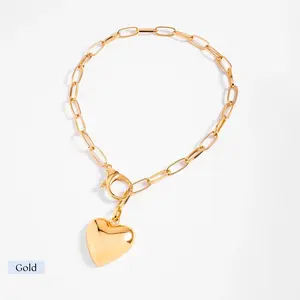Nice & Bella Large Heart Pendant Necklace - Gold Rhodium, 50cm Polished Metal Solid Heart, Statement Look | SKUs: 925542, 326063