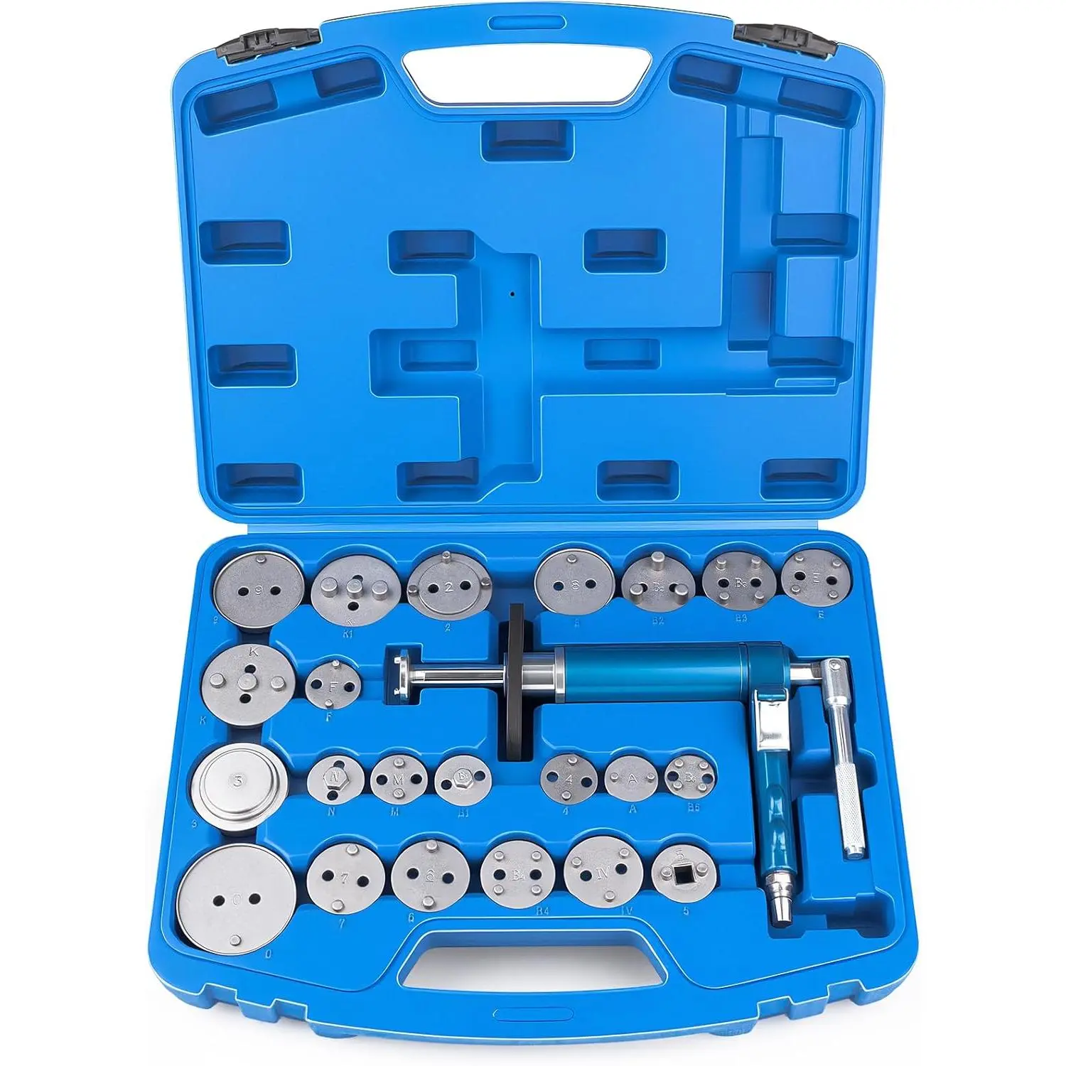 23 count Pneumatic  Caliper Compression Tool Kit, Air Operated   Wind  Tool Set with Adapters for  Pad Replacement, Suitable for Automotive Maintenance and Repair