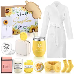 Nuogo Women's 13-Piece Spa Basket Set - Moisturizing Eye-Care Inclusions, Scented Items, Cup, Boxes, Mirrors, Socks, Steamers, Jewelry Case, Bath Robe - Sensitive Skin-Friendly, Ideal Mother's Day Gifts for Mom