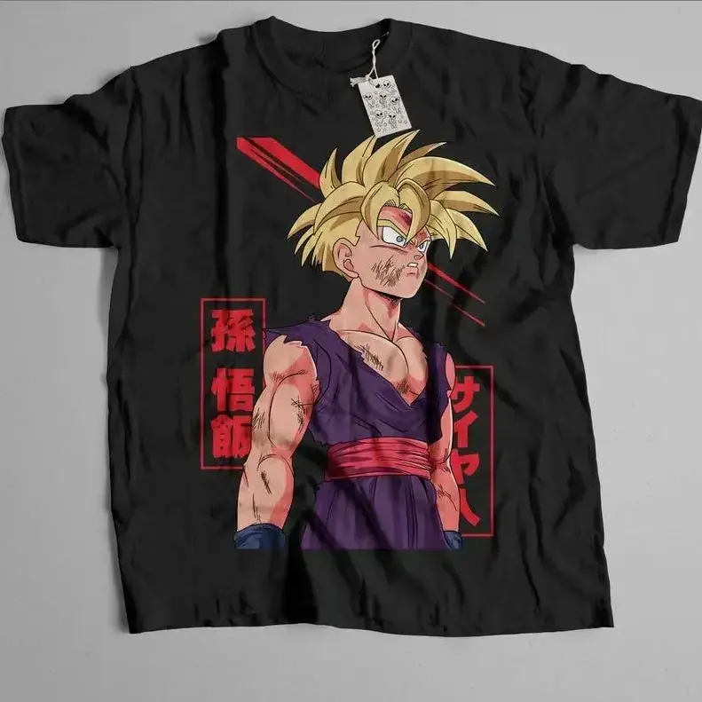 Super Saiyan Warrior Gohan T-shirt, DBZ Apparel for Fans, Anime Tee，Men's T Shirt Short Sleeve Crew Neck T-Shirt Casual Summer Classic Basic Cotton Tee Shirts