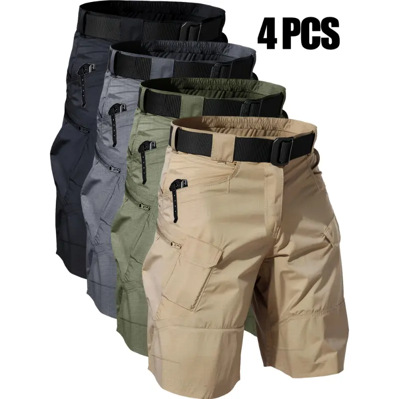 4pcs Men'S Tactical Shorts Lightweight Breathble Cargo Shorts for Outdoor Casual Military Hiking Work Shorts Workout Shorts with Multi-Pocket (No Belt)  athletic gym outfits  streetwear  denim tears  swimming suit